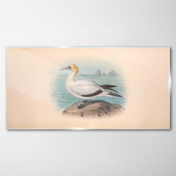 Sea bird in the water Glass Wall Art