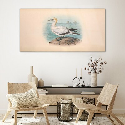 Sea bird in the water Glass Wall Art