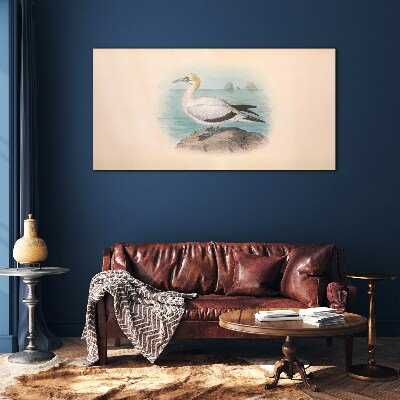 Sea bird in the water Glass Wall Art