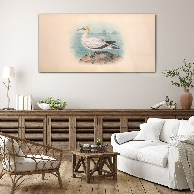 Sea bird in the water Glass Wall Art