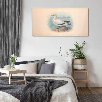 Sea bird in the water Glass Wall Art