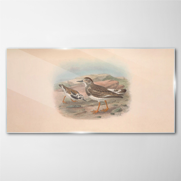 Birds in a desert landscape Glass Wall Art