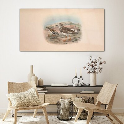 Birds in a desert landscape Glass Wall Art
