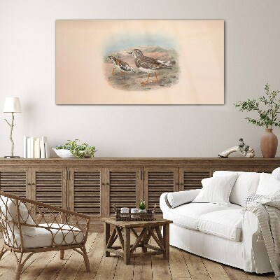 Birds in a desert landscape Glass Wall Art