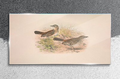 Birds in a natural background Glass Wall Art