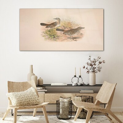 Birds in a natural background Glass Wall Art