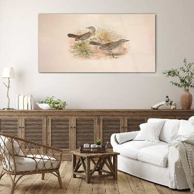 Birds in a natural background Glass Wall Art