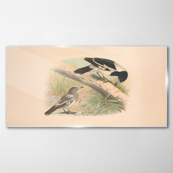 Birds on a branch Glass Wall Art