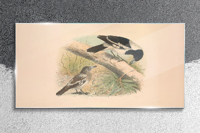 Birds on a branch Glass Wall Art