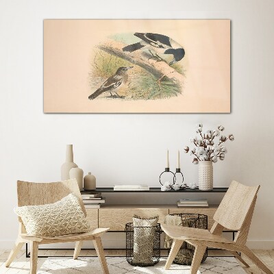 Birds on a branch Glass Wall Art