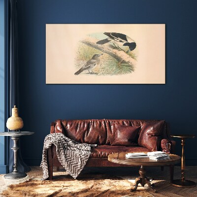 Birds on a branch Glass Wall Art