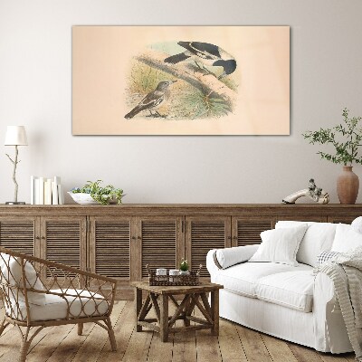 Birds on a branch Glass Wall Art