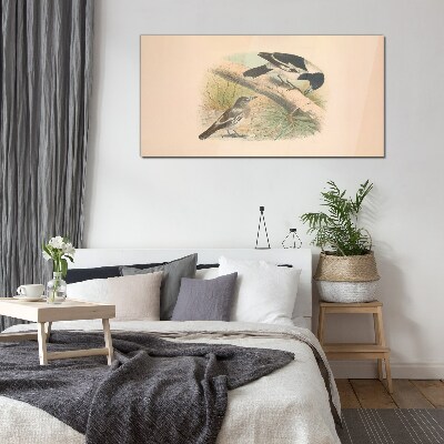 Birds on a branch Glass Wall Art