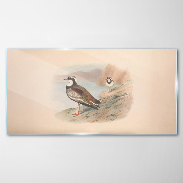 Birds over the water Glass Wall Art