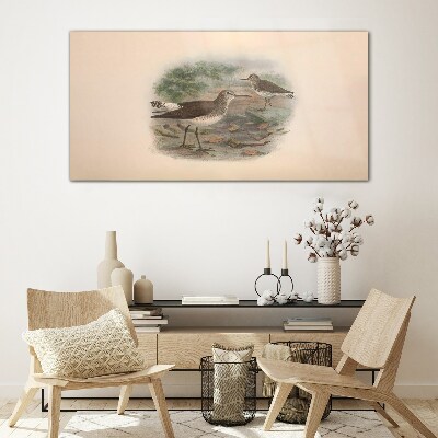 Birds over the water Glass Wall Art