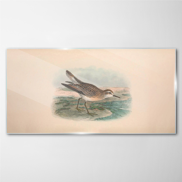 A migratory bird in the background of the landscape Glass Wall Art