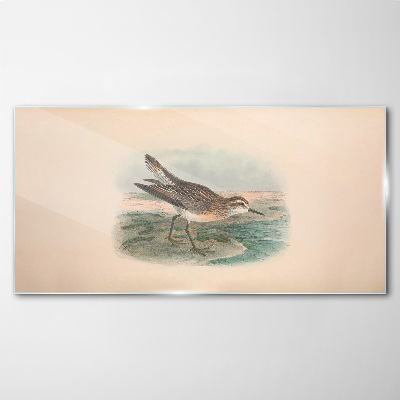 A migratory bird in the background of the landscape Glass Wall Art