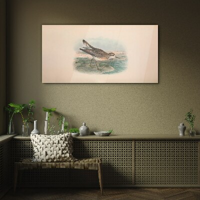 A migratory bird in the background of the landscape Glass Wall Art