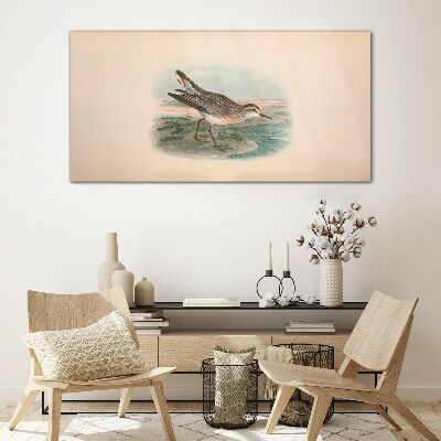 A migratory bird in the background of the landscape Glass Wall Art