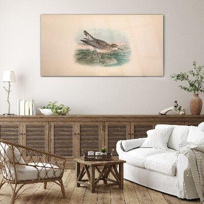A migratory bird in the background of the landscape Glass Wall Art