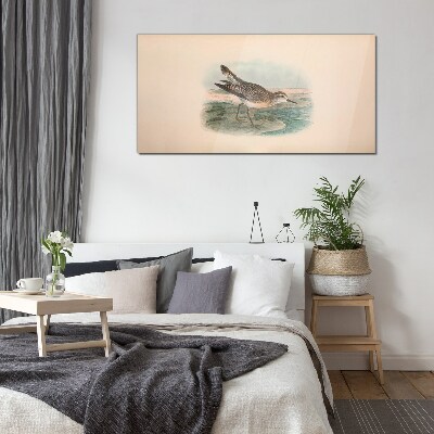 A migratory bird in the background of the landscape Glass Wall Art