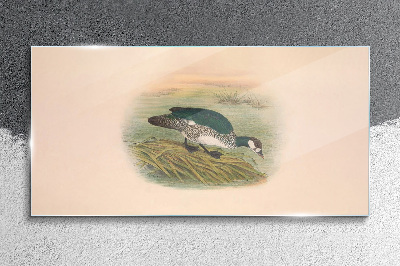 Bird on a water background Glass Wall Art