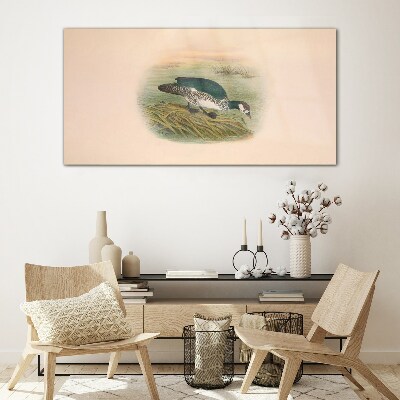Bird on a water background Glass Wall Art