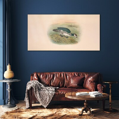 Bird on a water background Glass Wall Art