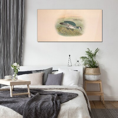 Bird on a water background Glass Wall Art