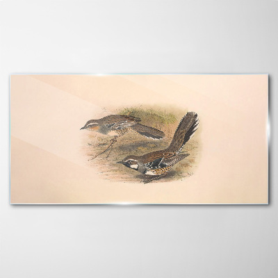 Birds in a delicate setting Glass Wall Art