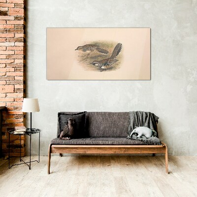 Birds in a delicate setting Glass Wall Art