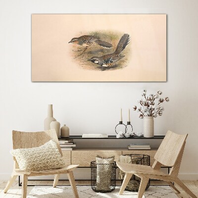 Birds in a delicate setting Glass Wall Art