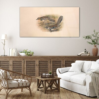 Birds in a delicate setting Glass Wall Art