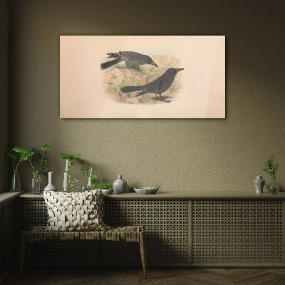 Birds animals figure Glass Wall Art