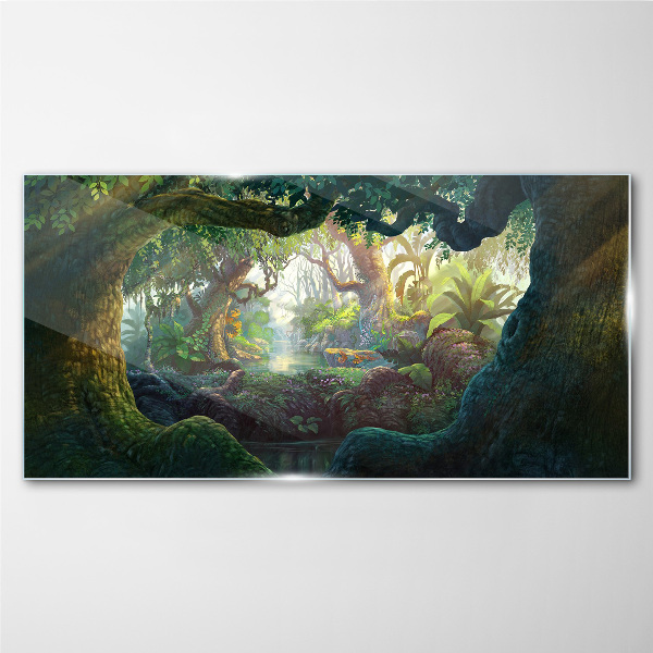 A mysterious forest full of life Glass Wall Art