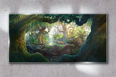 A mysterious forest full of life Glass Wall Art