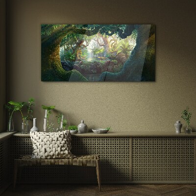 A mysterious forest full of life Glass Wall Art