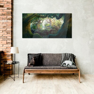 A mysterious forest full of life Glass Wall Art