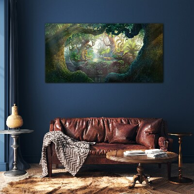 A mysterious forest full of life Glass Wall Art