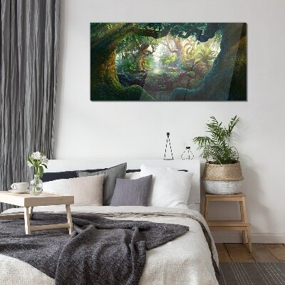 A mysterious forest full of life Glass Wall Art