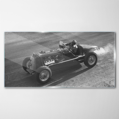 Racing classic in action Glass Wall Art