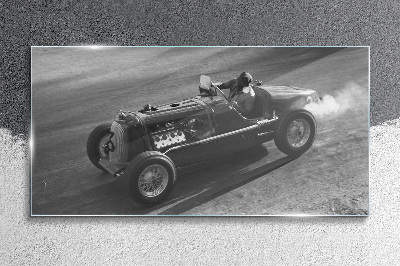 Racing classic in action Glass Wall Art