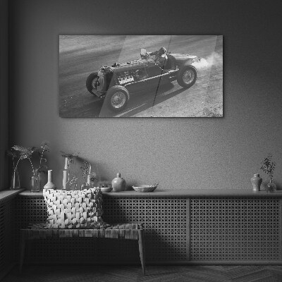 Racing classic in action Glass Wall Art