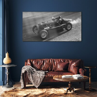 Racing classic in action Glass Wall Art