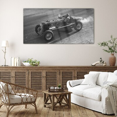 Racing classic in action Glass Wall Art