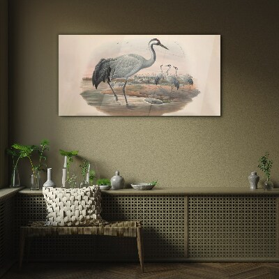 Lapwing on the water background Glass Wall Art