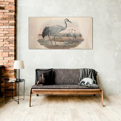 Lapwing on the water background Glass Wall Art