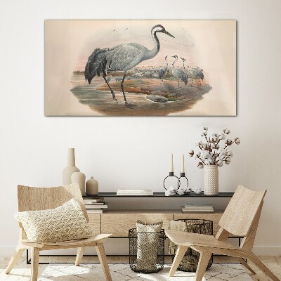 Lapwing on the water background Glass Wall Art