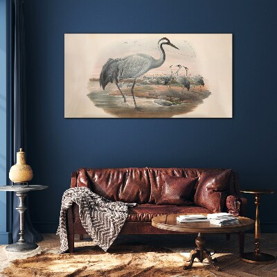 Lapwing on the water background Glass Wall Art