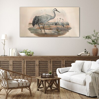 Lapwing on the water background Glass Wall Art